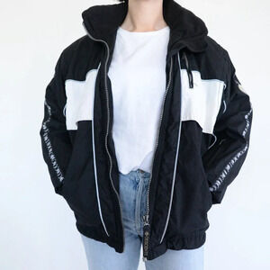 Vintage Descente Black & White Zip Up Winter / Snowmobile Jacket Size 6